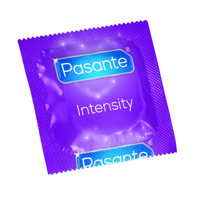 Pasante Ribs and Dots Condoms - Clinic Pack x 144 &bull;	Length: 190mm&bull;	Width: 54mm&bull;	Wall Thickness: 65 microns