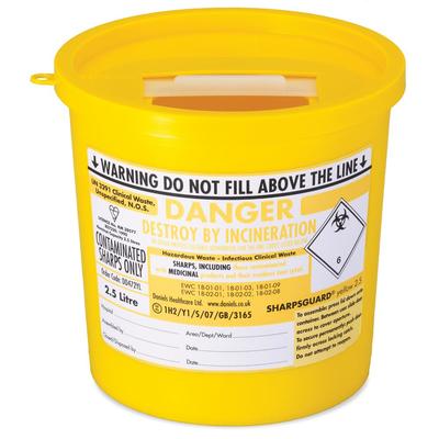 SHARPSGUARD Yellow Sharps Bin 2.5L