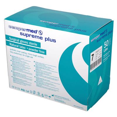 Sempermed Supreme Plus Latex Powder Free Surgeons Gloves White 7 x50